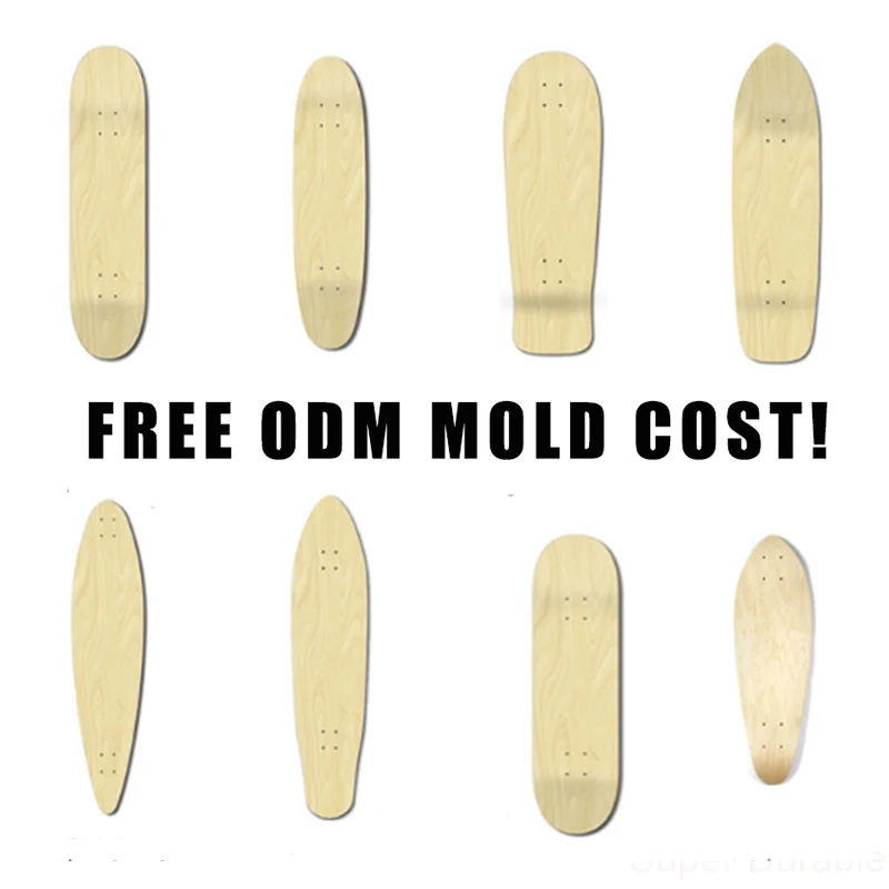 Free Oem ODM blank maple free bearings custom skateboard wheels decks