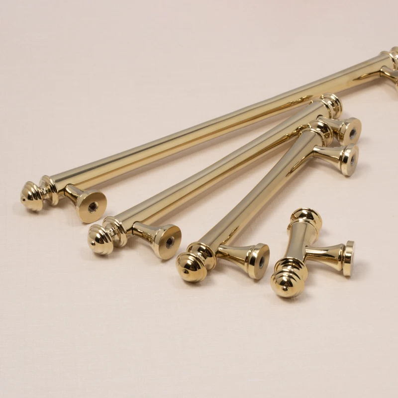 Qiansi Solid Brass Luxury Pulls Modern Gold Silver European French Style Furniture Kitchen Cupboard Cabinet Drawer Pull Handle