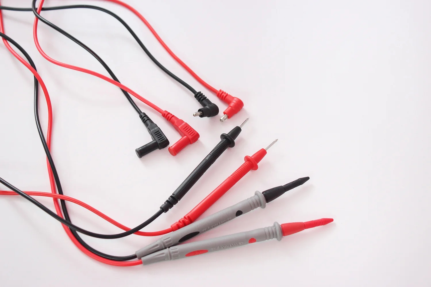 1 Pair Digital Multimeter Probe Soft-silicone-wire Needle-tip Universal Test Leads with Alligator Clip for LED Tester