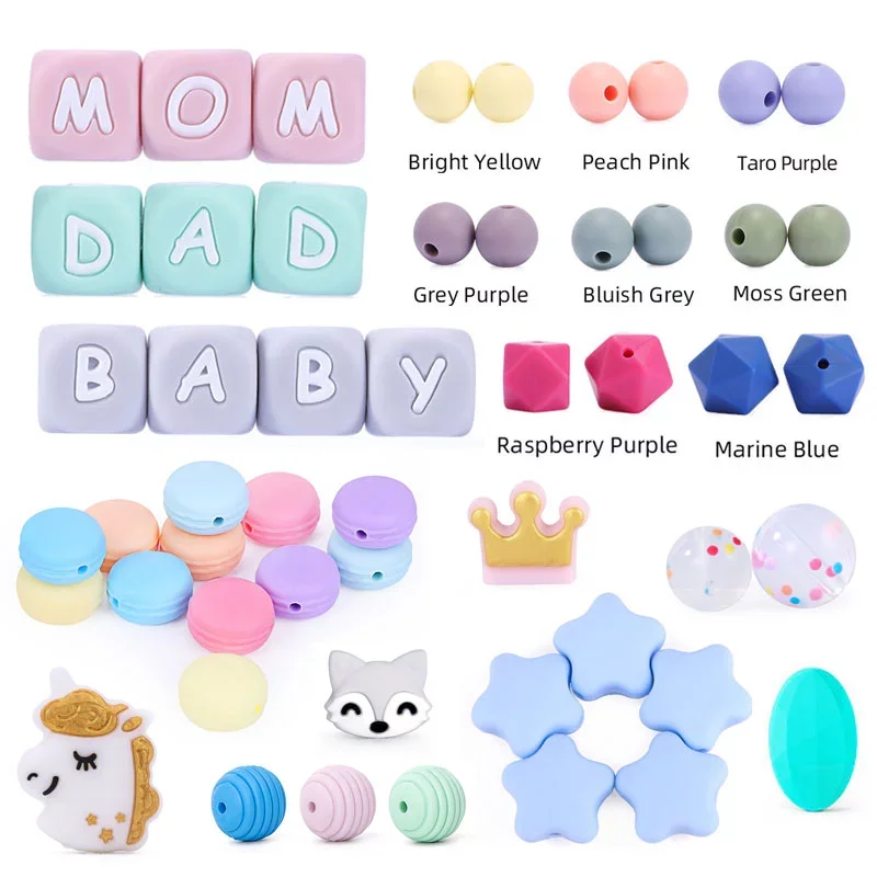 Customized Pearl Oyster Food Grade Teething Bead Flat Hexagon Silicone Beads For Necklace