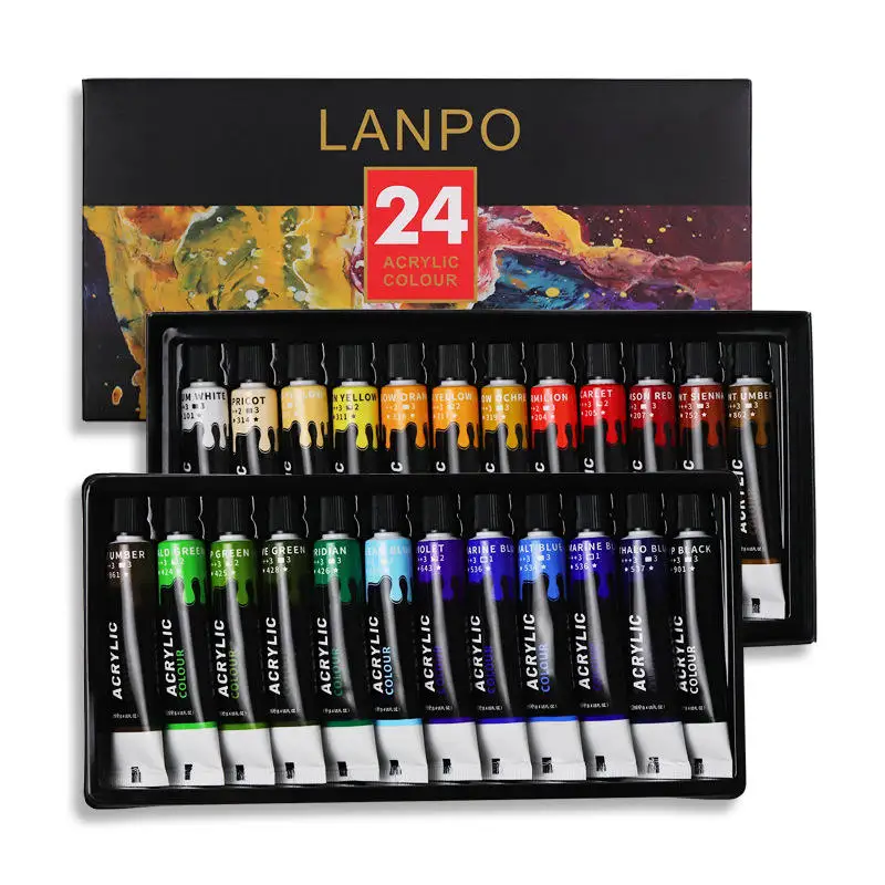 24 color 12ml acrylic paints