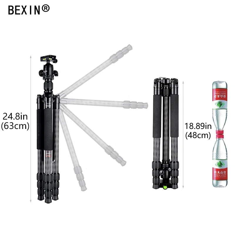 
Professional heavy duty Flexible Panoramic ball head photography Carbon Fiber camera tripod monopod stand for dslr video camera 