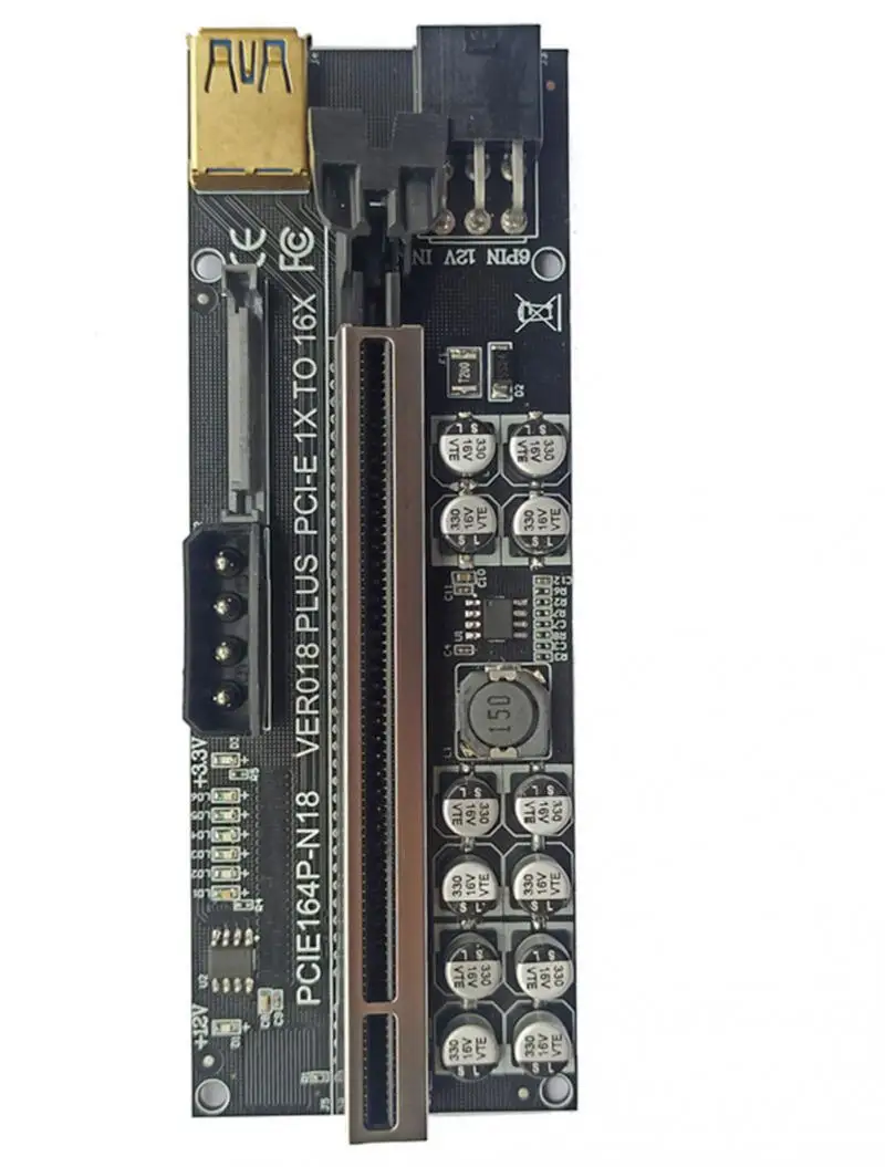VER018 PLUS PCI-E 1X to 16X USB3.0 60cm Graphics V018 Riser V018 Adapter Card with 12 Solid Capacitors