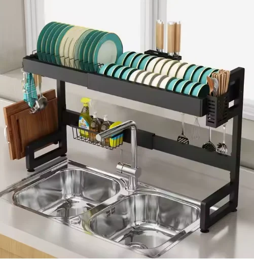 Factory Best Kitchen Stainless Steel Rak Pinggan Dish Rack Drying Kitchen Rack Storage Organizer Drain Rack Kitchen Sink Shelf