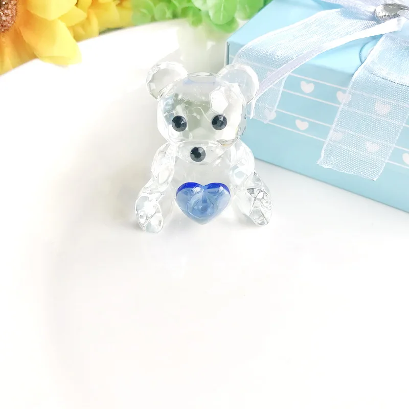 
Choice Crystal Collection Teddy Bear Figurines - Blue For Baby Boy Shower Favors Crystal Paperweight 