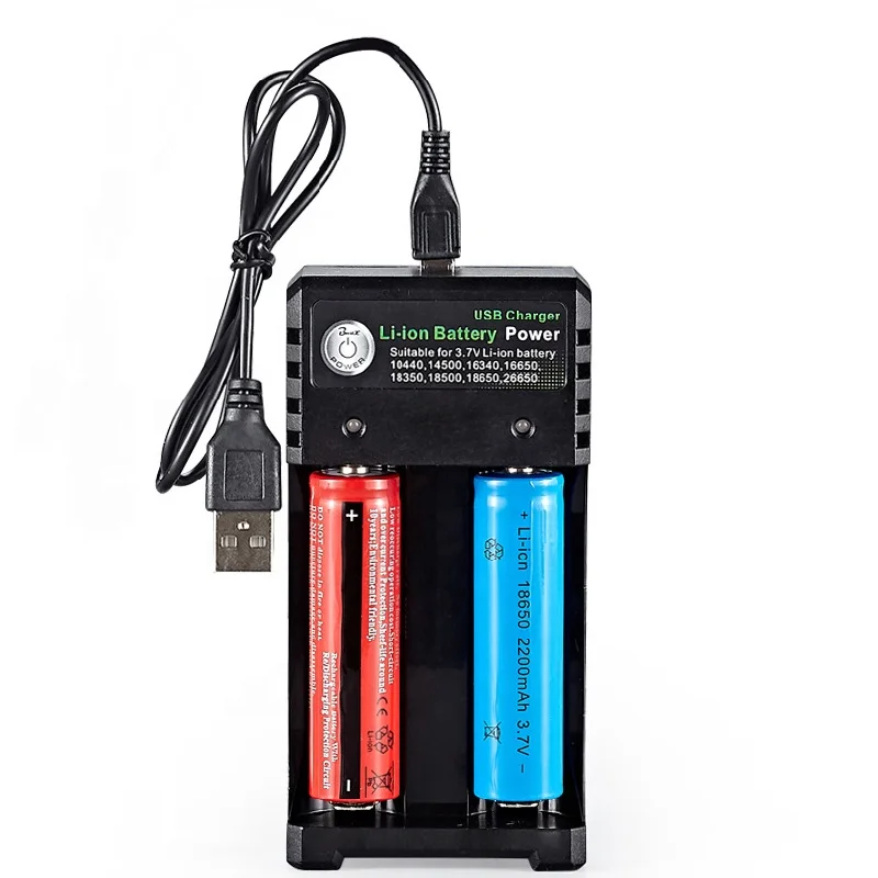 18650 Battery Charger 2 Slots Smart Charging Safety Fast Charge 18650 Li-ion Rechargeable Battery Charger