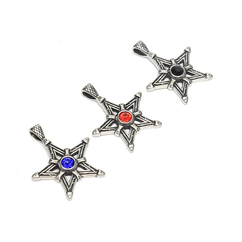 Персонализированные ювелирные изделия рок пятиконечная звезда с бриллиантом Мужская подвеска