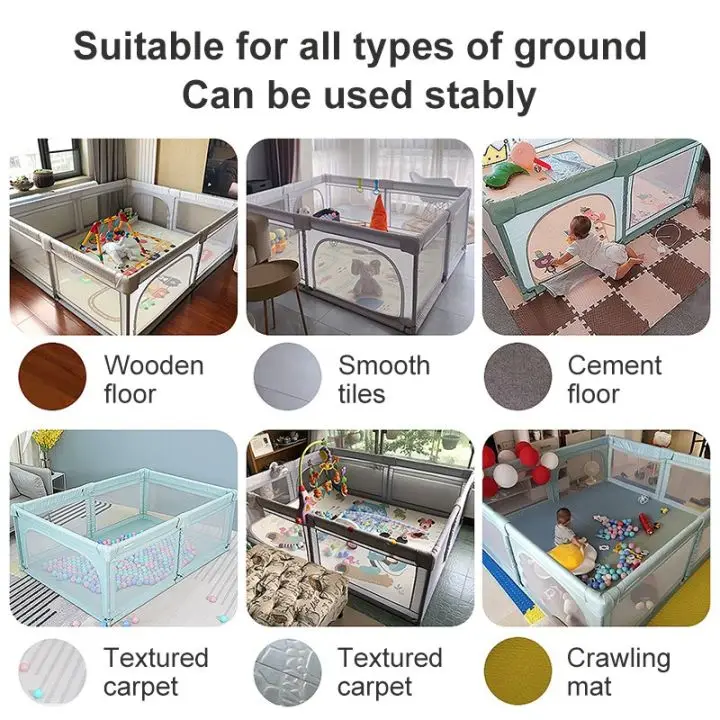 Print Cloth Fence  Playpen For Babies And Toddlers, Baby Playard For Indoor & Outdoor Active Center Game Fence Gate