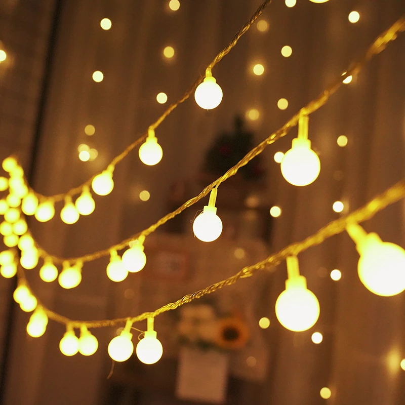 Светодиодная гирлянда с шарами-шарами для улицы и помещений сказочные огни питанием от батарейки спальни общежития патио сада рождественской вечеринки