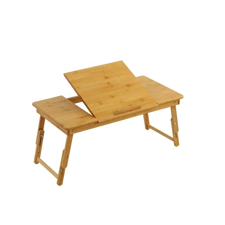 Eco-friendly Bamboo Flat-pressed Desktop Folding Laptop Desk Food Tray for Bed and Sofa