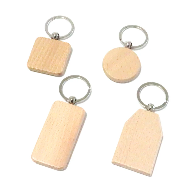 In-stock wood keychain blank custom DIY keychain wooden for engraving wood bar keychains blank for engraving