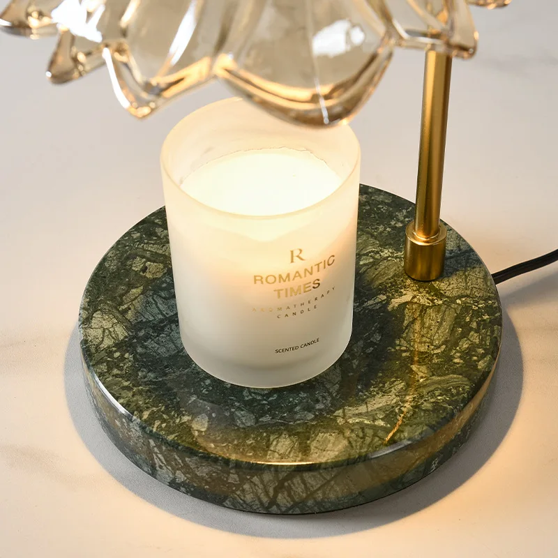 Home decoration luxury glass lamp head flower scented candle warmer lamp with dimmer timer