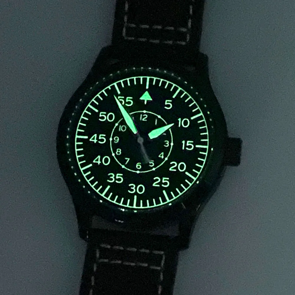 Oem CORGEUT Sport Black Steel Automatic Watch for Men MIYOTA 8215 Movement Pilot Wristwatch Custom Logo Wholesale Leather Band