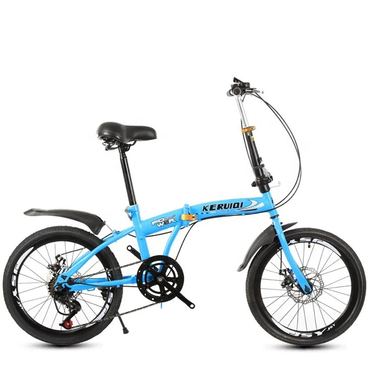 Cheap price 20 inch skyblue color double disc brake folding bicycle