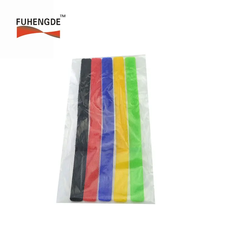 Fucheng Hook and Loop Cable Ties Adjustable Cord Ties Cable Strip Colorful Reusable  Fastening Tape With Logo Custom
