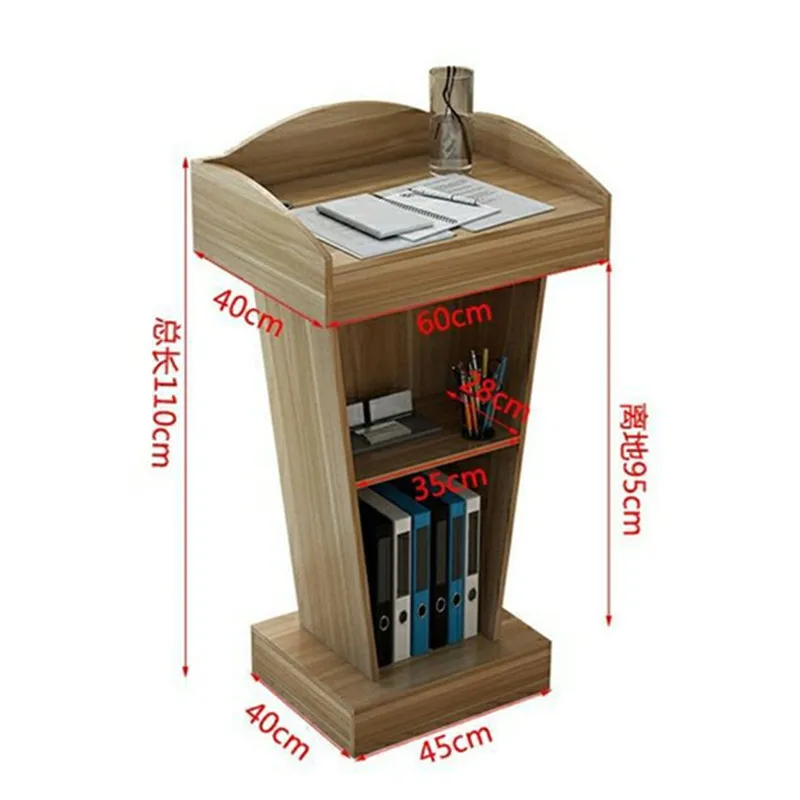 Simple design  wooden lecture podium floor standing pulpit lectern reception desk counter table