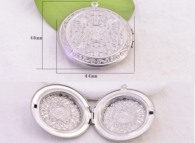 flower pattern 316 Stainless Steel circle Shaped Box Open Photo Locket Pendant for Necklace jewelry accessory