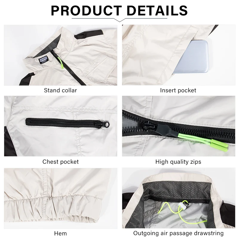 Unisex Cooling Vest Summer Air Conditioned Short-sleeved Overalls with Built-in Fan for Temperature Safety