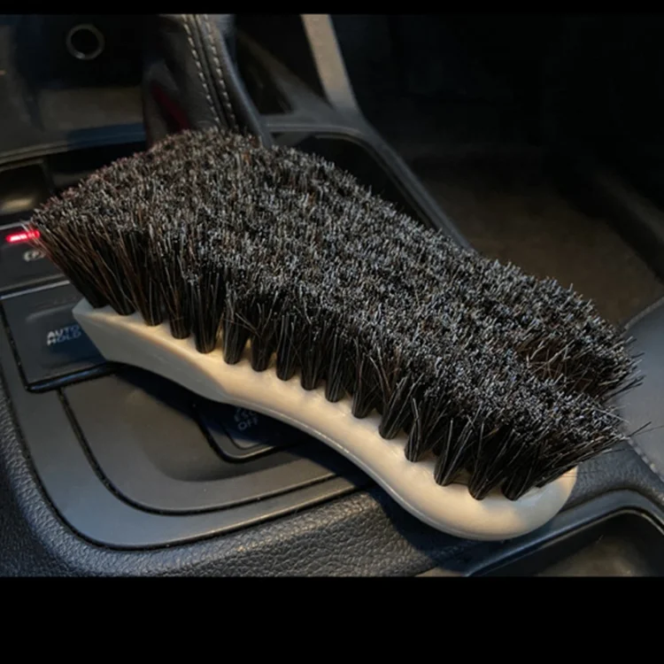 Beige Car Interior fabric roof cleaning brush/ car  leather seat long horse hair brush/ car Interior Detail brush