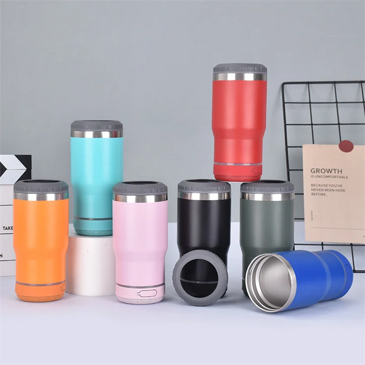 USB charge smart mug 14oz sublimation speaker can cooler steel sublimation can cooler keep drinking cold with 2 lids