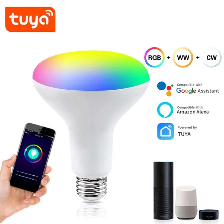 Zigbee Tuya dimmable 9W BR30 smart led bulb light RGBCW 100lm/W AC85-265V 3 year warranty