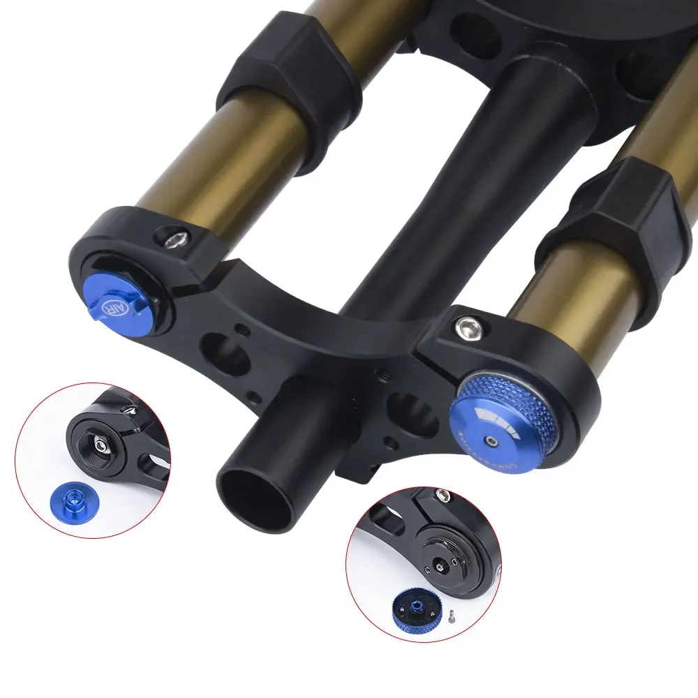 BOLANY Doubshoulder Inverted Bike Fork 27.5/29inch Thru Axle 175mm Travel Stright/Tapered Rebound Adjustment MTB