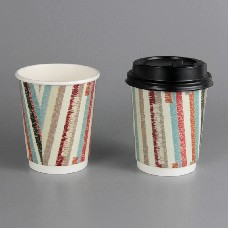 8oz 12oz 16oz 20oz Customized Design Paper Cups Disposable Printed Paper Double Wall Paper Coffee Cups With Lid