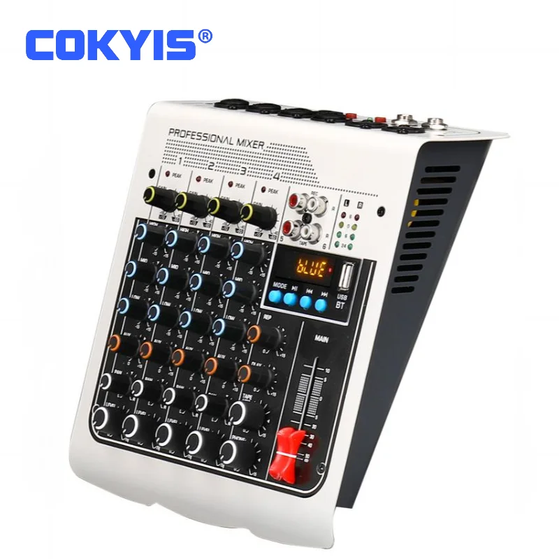 MIX400 4 Channel Sound Mixing Console USB Recording Computer 48V Phantom Power Delay Repaeat Effect Audio Sound Card & Mixer