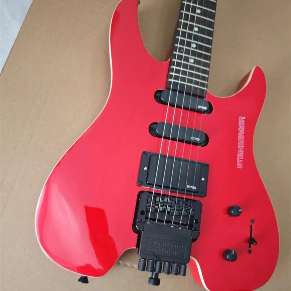 6 String Headless Electric Bass Guitar Black Red without Headstock 24 Frets SSH Pickup Mahogany Rosewood Cheap Bass Guitar