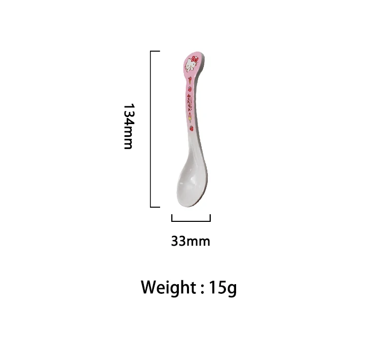 New Design 134mm OEM&ODM Cartoon Patterns Hello Kitty Unbreakable Melamine Kids Feeding Spoon