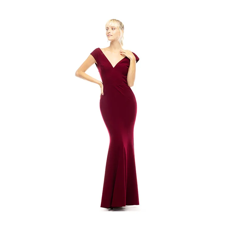 
OEM ODM cutty sleeve V-Neck Knitted Bodycon elegant classic prom gowns dresses 2021 evening 