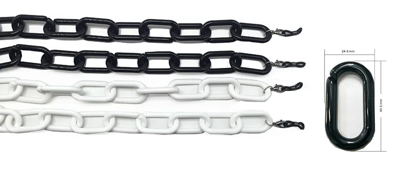 E012 Classic Trendy Black White Big Flat Necklace Acrylic Eyewear Sunglasses Strap Chain