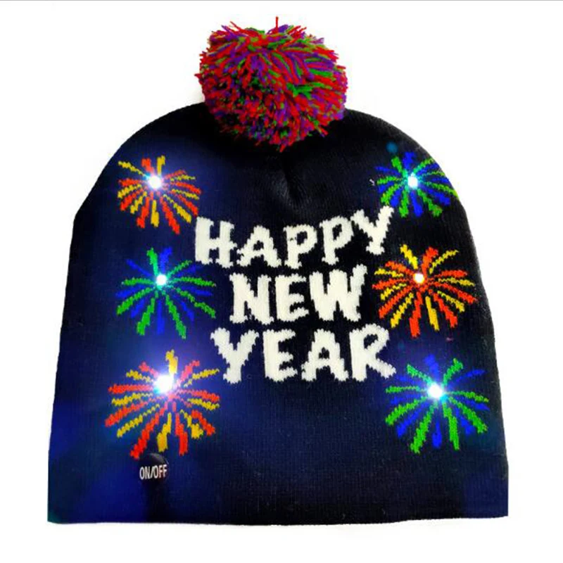 Новинка 2020, забавная вязаная шапка на Рождество со светодиодами, теплая шапка для детей и взрослых, шапка на Новый год и Рождество