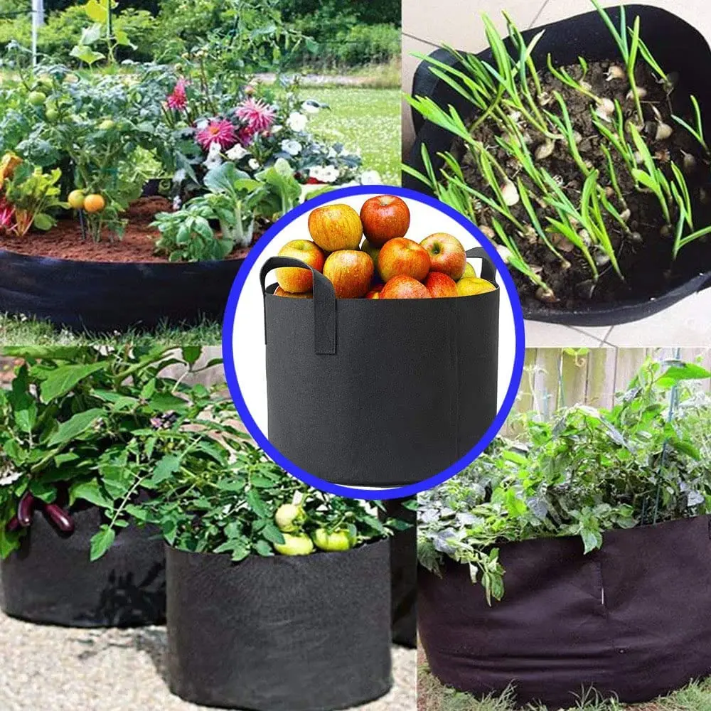 Yuchen 3 5 10 20 25 30 100 Gallon Felt Grow Bags 5 Gallon Heavy Duty Thickened Nonwoven Plant Fabric Pots With Handles