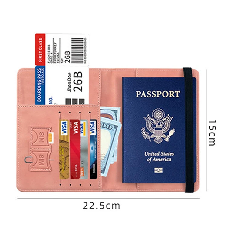 Hot Sale Low Price Customized Travel Pu Leather Passport Cover Card Wallet Holder Rfod Blocking Passport Holder