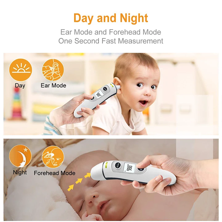 
Factory Stock LCD Digital Display Clinical Medical Temperature Instruments Baby Forehead Ear Infrared Thermometer 