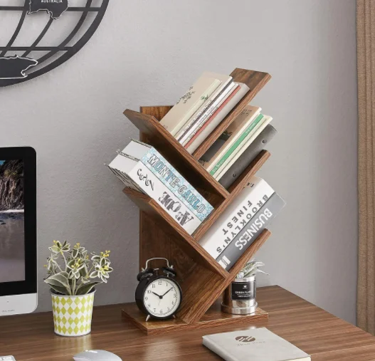 5-Tier Floor Standing Tree Bookcase in Living Room Home Office Tree Bookshelf