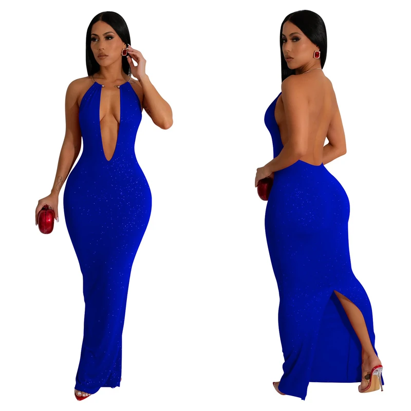 2024 chic red women stretch sexy party prom steel rolls halter neck floor length evening gown dress elegant plus size ball gown