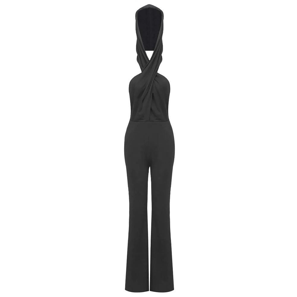 JB2242 Black Elegant Spandex Jumpsuit Women Clothing Sexy Club Sleeveless Fashion Backless Jumpsuit Party