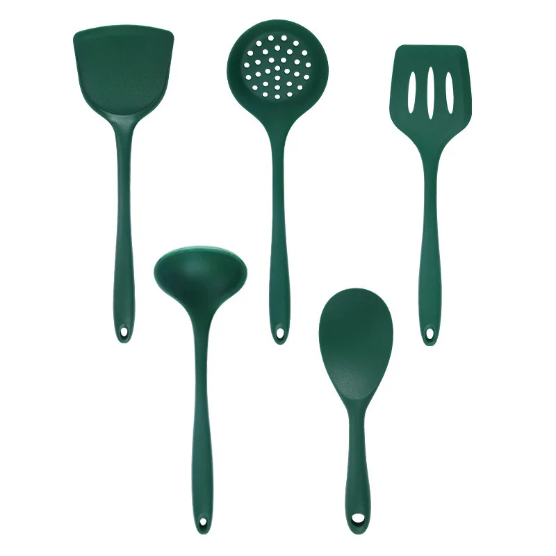 Five-Piece Household Kitchenware Set Non-Stick Silicone Spatula Heat-Resistant Soup Spoon Brush Utensils for Daily Use