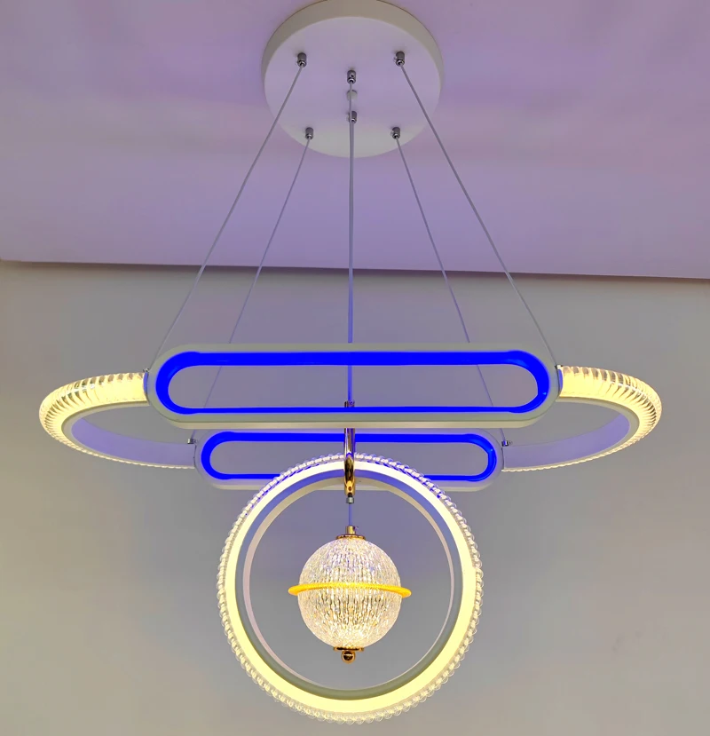 Blue and warm White led color changing pendant lamp ,square led hanging chandelier for kitchen/dinning room/bar (2631-1P)