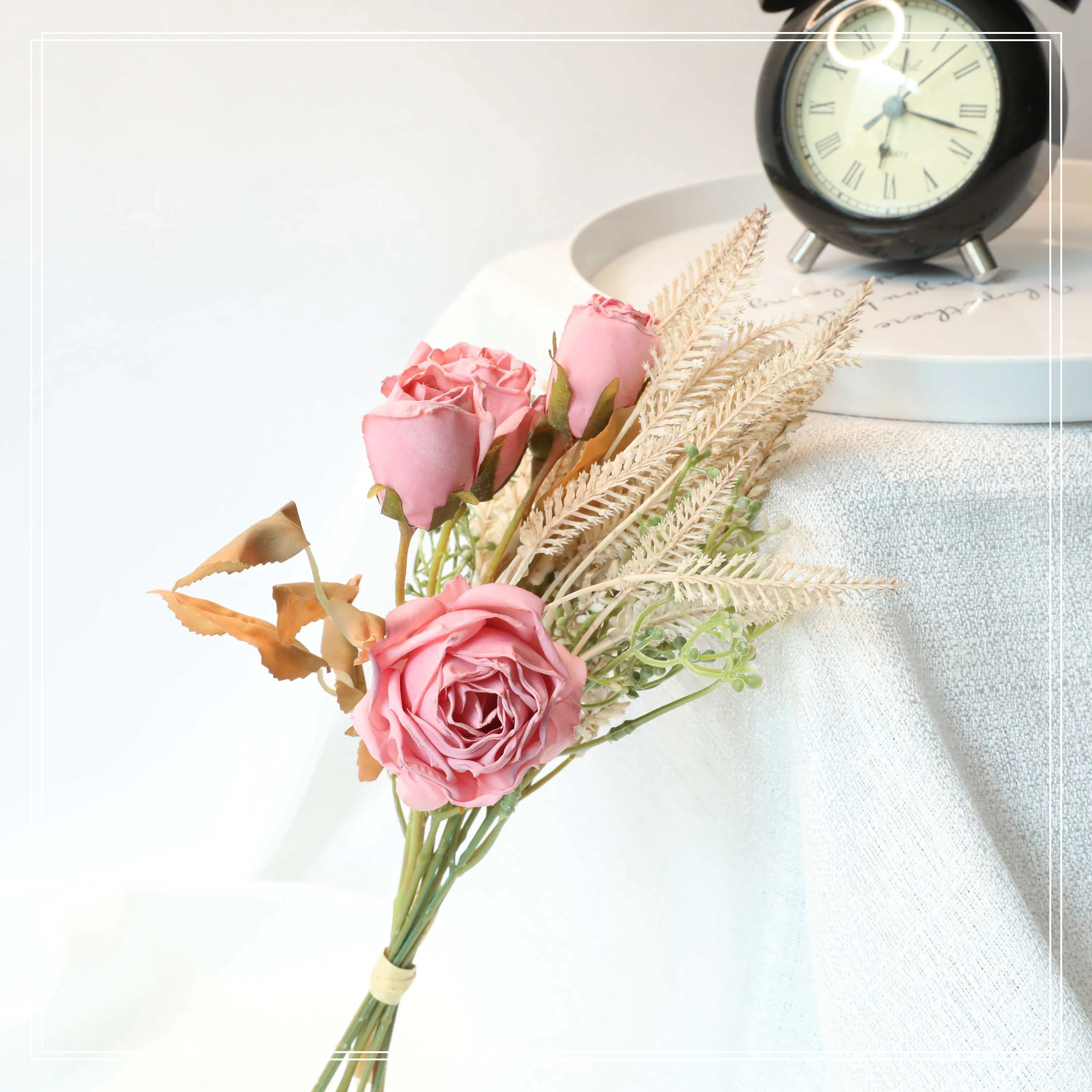 Realistic Faux Dried Rose Bouquet Decorative Flower Artificial_Flower_Manufacturers  With Great Price