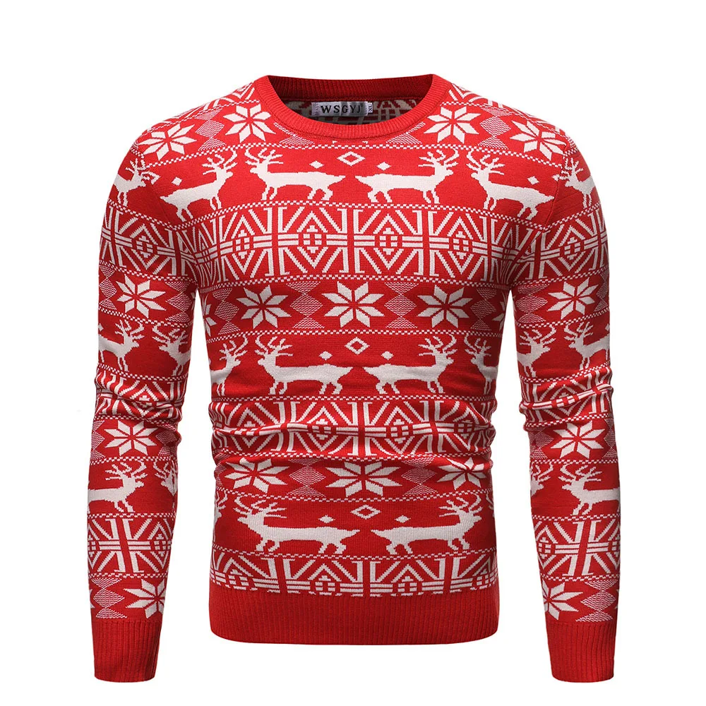 
 Мужской кашемировый пуловер с рисунком оленя, вязаные Рождественские свитера по низкой цене  