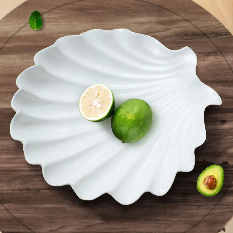 New design white seashell shape simplicity high quality porcelain ceramics plate