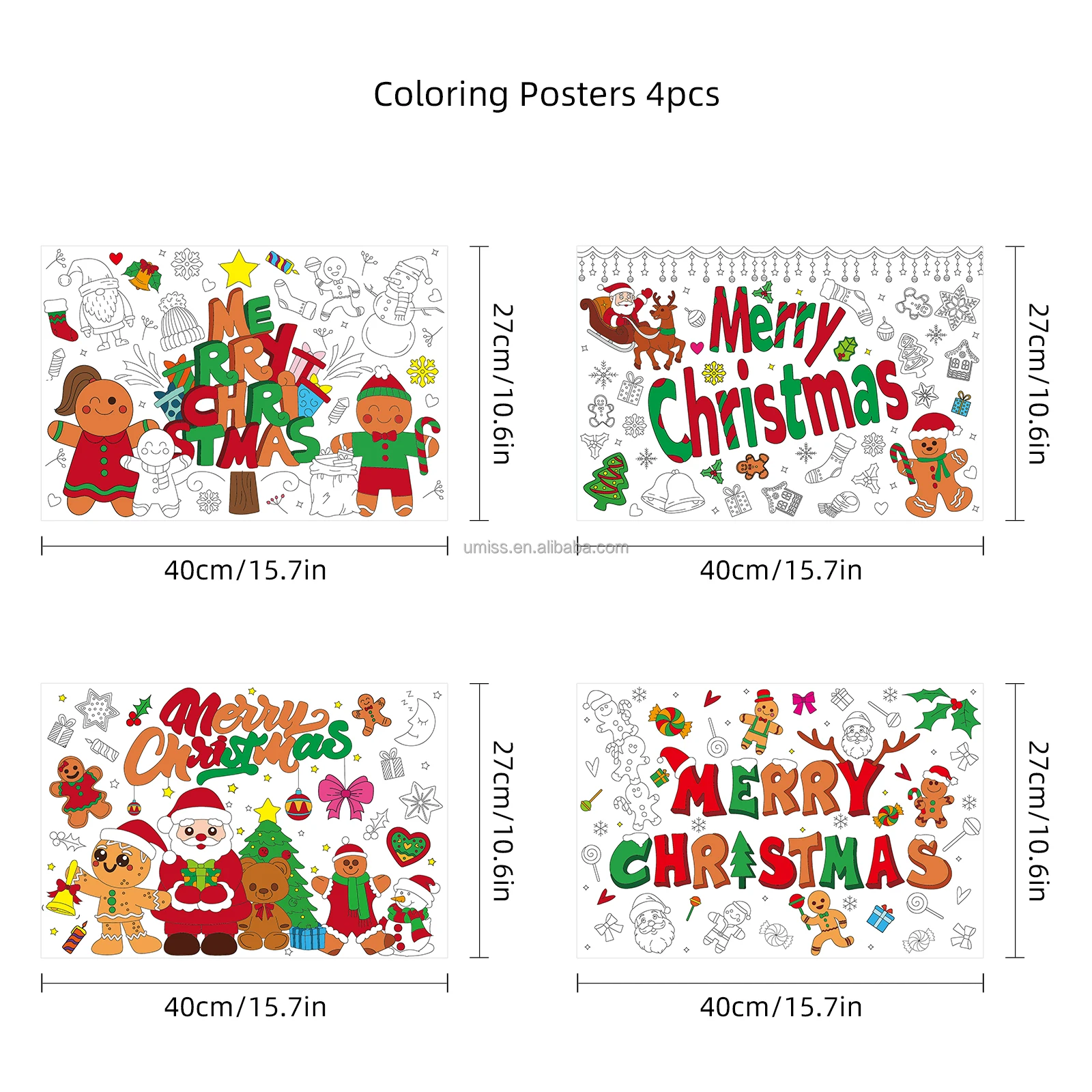 Merry Christmas Photo background coloring poster  Party decoration set Party & holiday paper banner supplies paper home decor