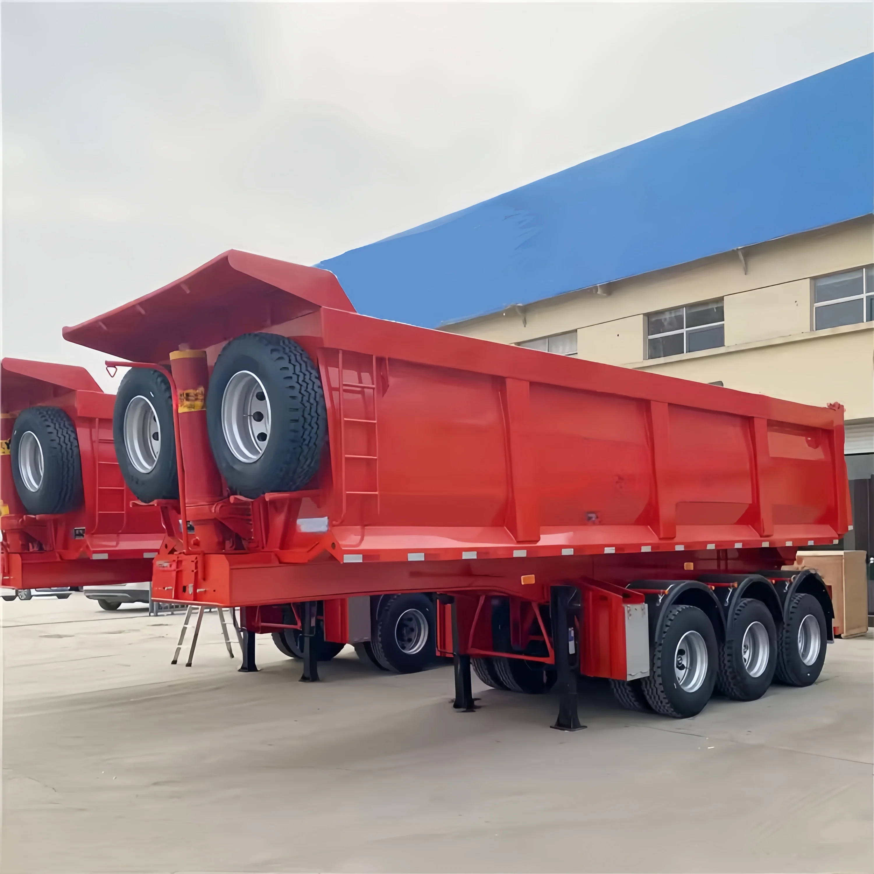 Low Price 3 Axle 60 Ton U-Shape Cargo Transport Hydraulic Tipper Dump Semi Truck Trailer Rear Tipping Rear Trailer