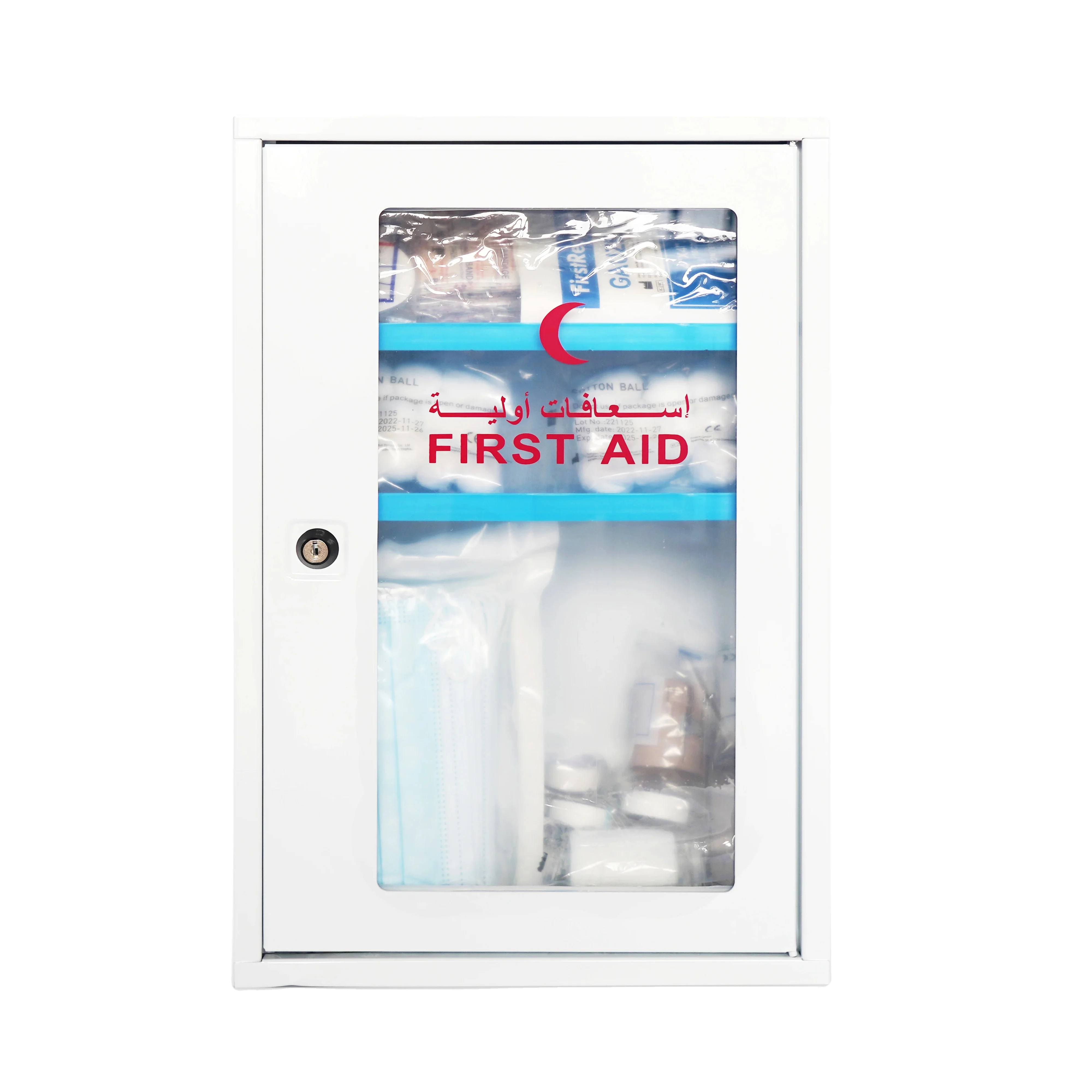 Customized logo medical metal first aid box kit Wall mounted metal box with Glass emergency first aid 2023