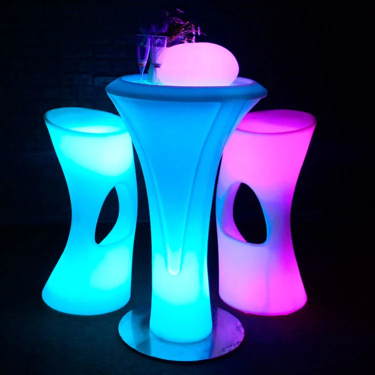 Modern color change plastic garden led glow furniture hire high Bar stools