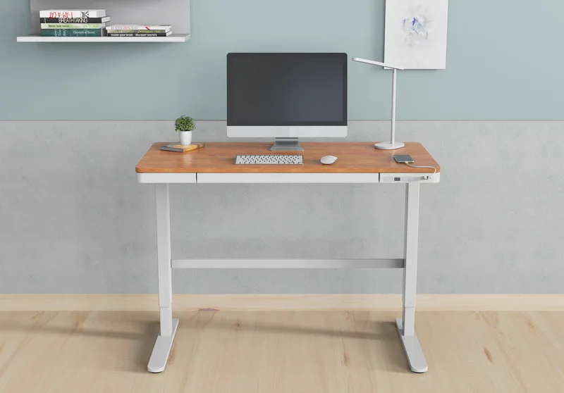 Most Popular Single Motor Glass Tempered Desktop Height Adjustable Sit Stand Desk Computer Lift Table with Wireless USB Charge