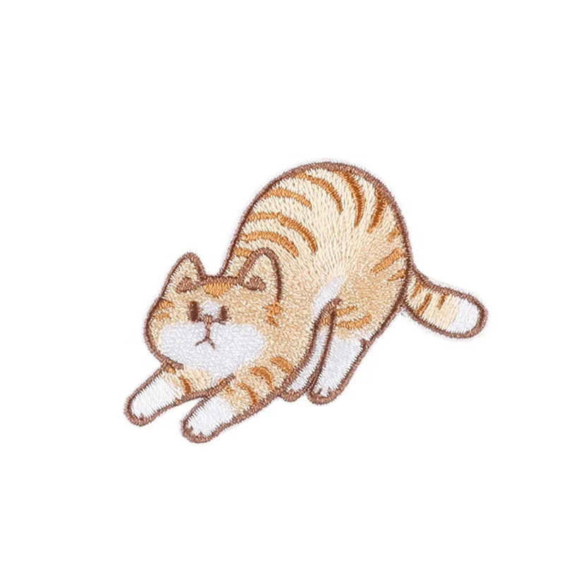Self sticker embroidery cute cartoon cat Patch for kid clothes decoration